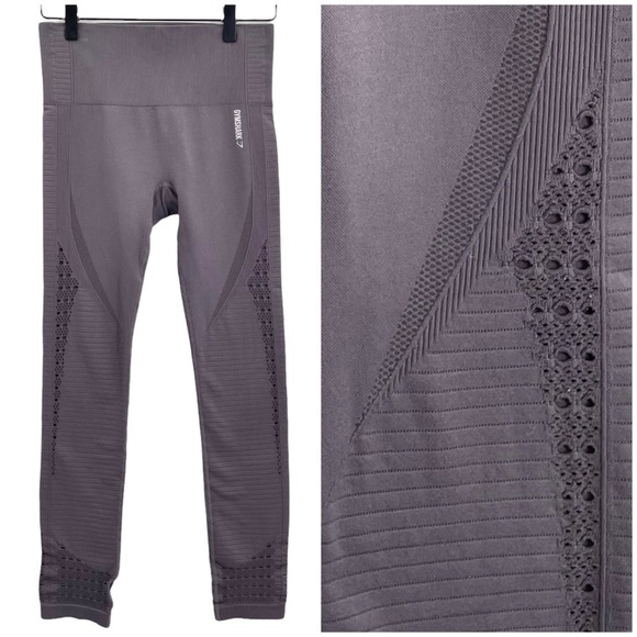 Gymshark Pants - Gymshark Glow Seamless Tights Eyelet Cutout Athletic Leggings Brown/Gray | Sz XS